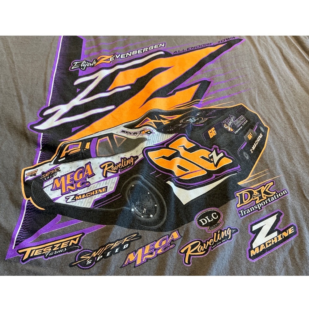 Gildan Elijah Zevenbergen Racing T-Shirt Dirt Track Graphic Grey 3XL Racing Tee - Picture 6 of 12